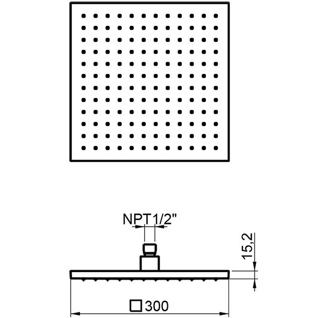Верхний душ потолочный Almar 316 Stainless Steel E044069.316 30.3х30.3 (нержавеющая сталь брашировання)