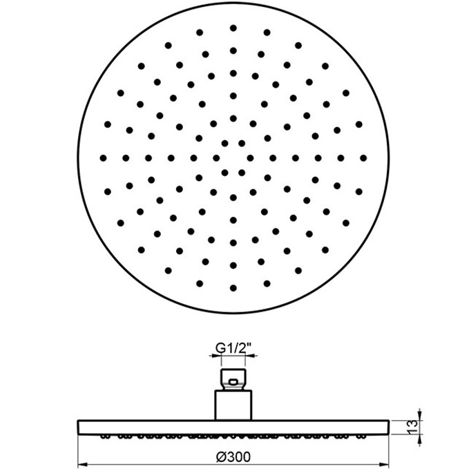 Верхний душ потолочный Almar 316 Stainless Steel E044072.316 30х30 (нержавеющая сталь брашированная)