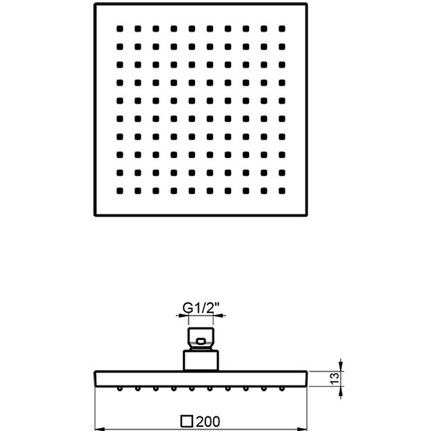 Верхний душ потолочный Almar 316 Stainless Steel E044209.316 20х20 (нержавеющая сталь брашированная)