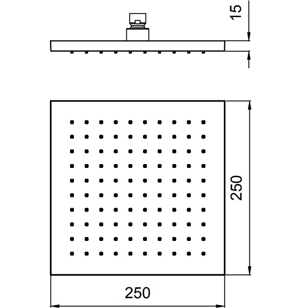 Верхний душ потолочный Almar 316 Stainless Steel E044234.GM316 25х25