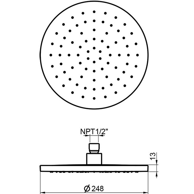Верхний душ потолочный Almar 316 Stainless Steel E044252.316 24.8х24.8 (нержавеющая сталь брашированная)