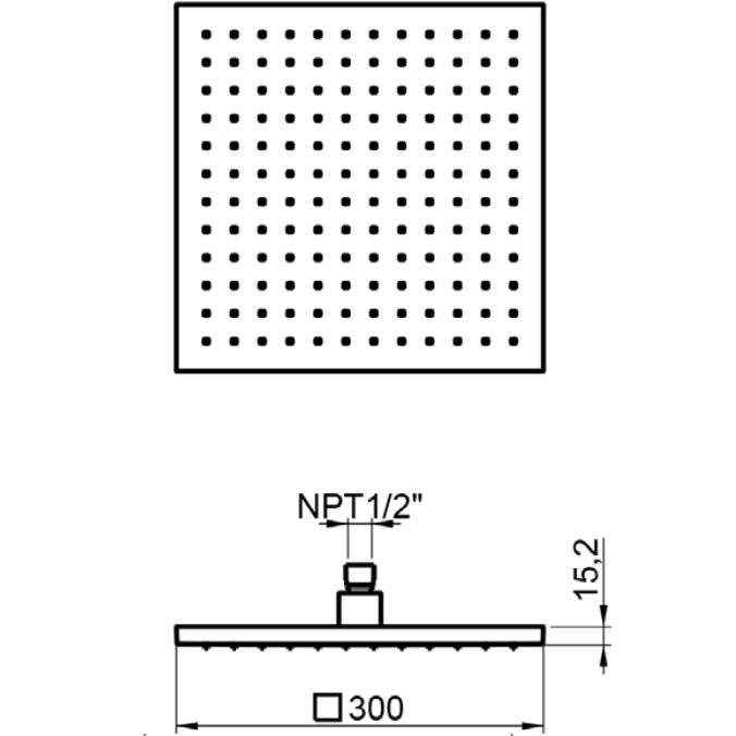 Верхний душ потолочный Almar Emotion Square E044039.NB 30х30 (никель брашированный)