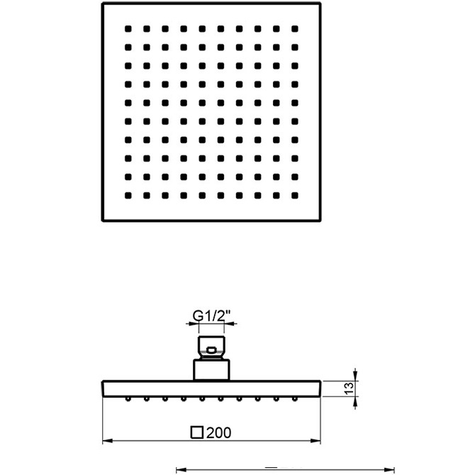 Верхний душ потолочный Almar Square Emotion E044078.CR 20х20 (хром)