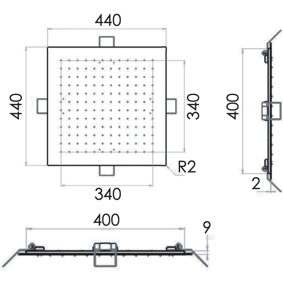 Верхний душ потолочный Remer Inox SS357EFS44 (сталь)