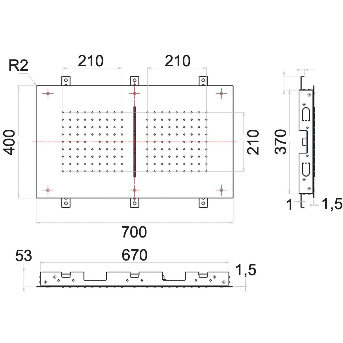 Верхний душ потолочный Remer Inox SS357SFR7040C (сталь)