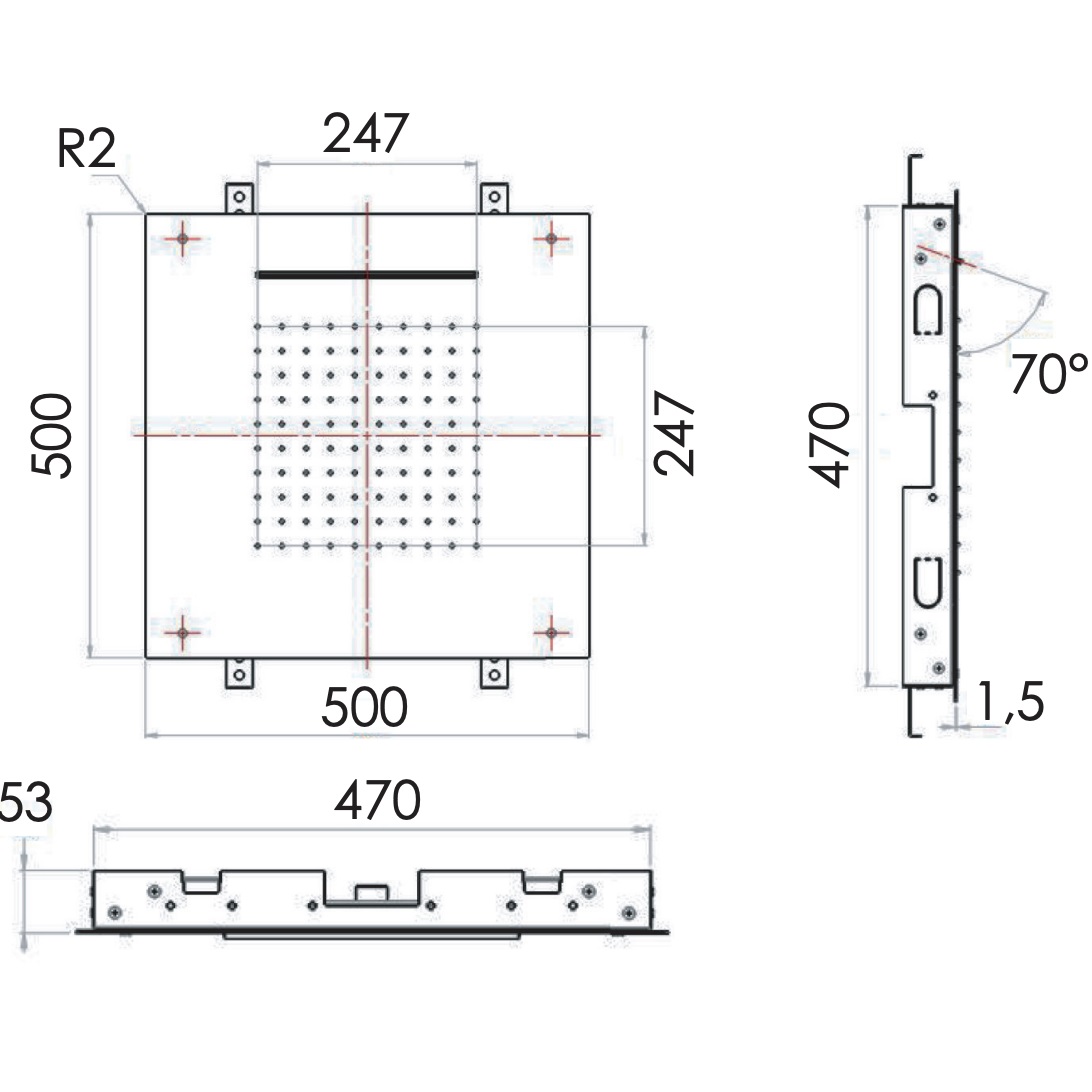Верхний душ потолочный Remer Inox SS357SFS50C (сталь)