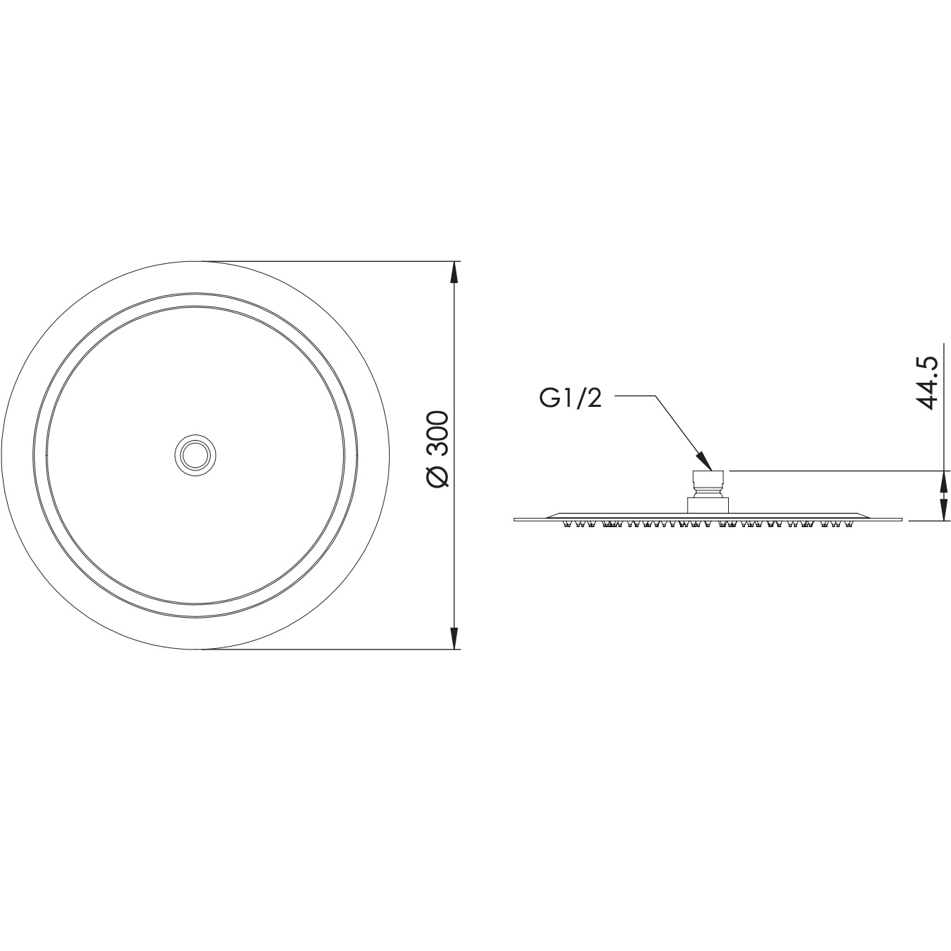 Верхний душ потолочный Remer Inox SS357UFM30X (сталь), с шарнирным соединением