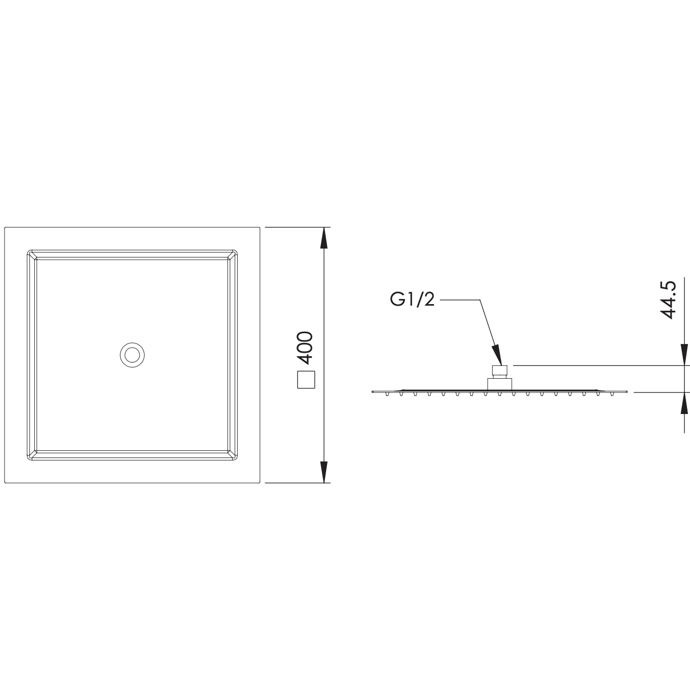 Верхний душ потолочный Remer Inox SS357UFS40X (сталь), с шарнирным соединением