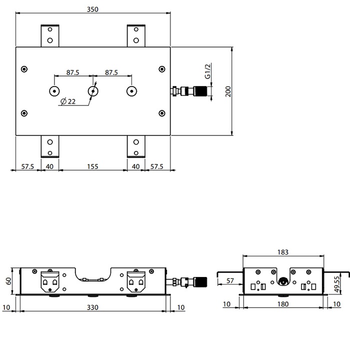 Верхний душ потолочный встраиваемый 35х20см Fima Carlo Frattini Soffioni F2815NS (черный матовый)