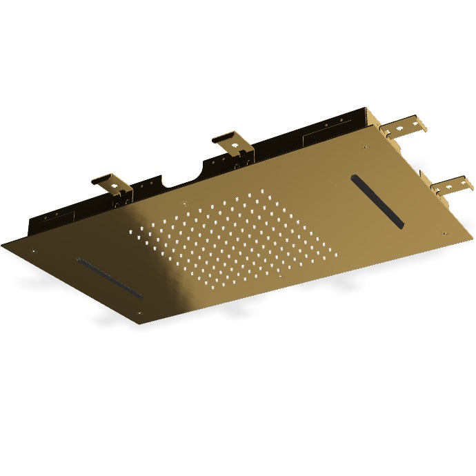 Верхний душ потолочный встраиваемый 70х40см Fima Carlo Frattini Soffioni F2903OR (золотой), 2 вида струи