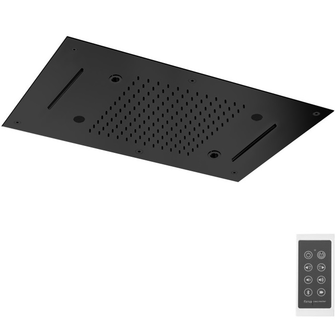 Верхний душ потолочный встраиваемый 70х40см Fima Carlo Frattini Soffioni F2904NS (черный матовый), 2 вида струи, хромотерапия