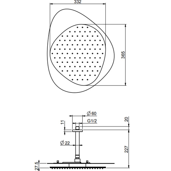 Верхний душ с потолочным держателем 15см. Fima Carlo Frattini Wellness Cloud F2653CCR (хром)