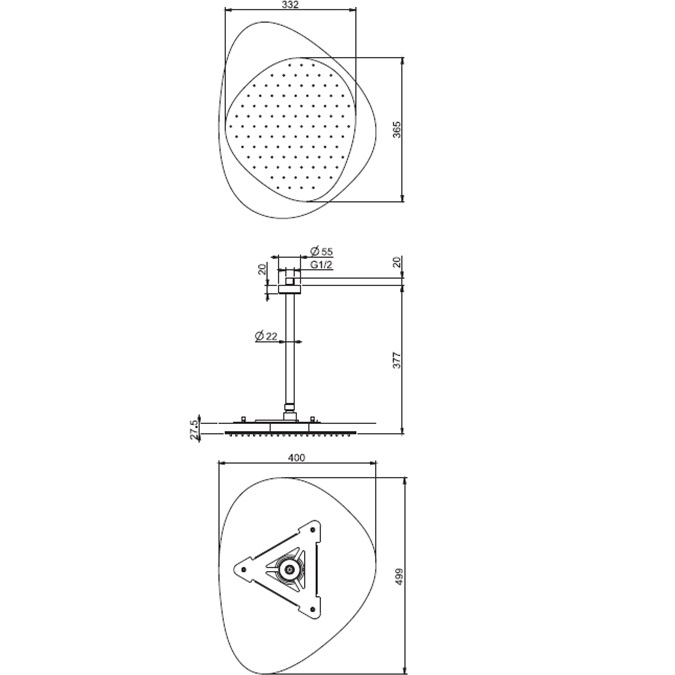 Верхний душ с потолочным держателем 30см. Fima Carlo Frattini Wellness Cloud F2652CCR (хром)