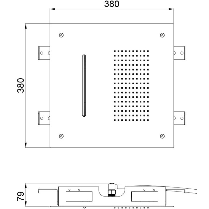 Верхний душ встраиваемый Almar E044216.MB 38х38 (черный матовый)