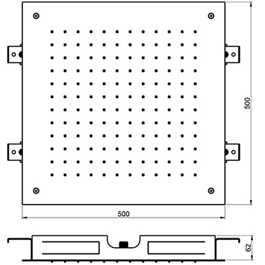 Верхний душ встраиваемый Almar Square Temptation E044024.MS 50х50 (нержавеющая сталь)