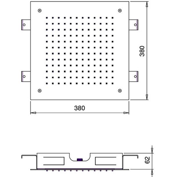 Верхний душ встраиваемый Almar Square Temptation E044046.MS 38х38 (нержавеющая сталь)