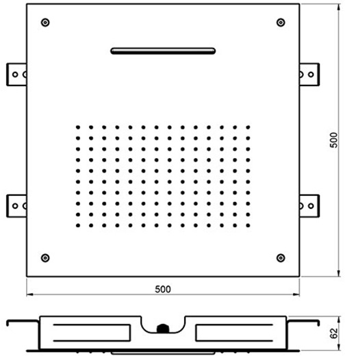 Верхний душ встраиваемый Almar Square Temptation XL E044109.MS 50х50 (нержавеющая сталь)