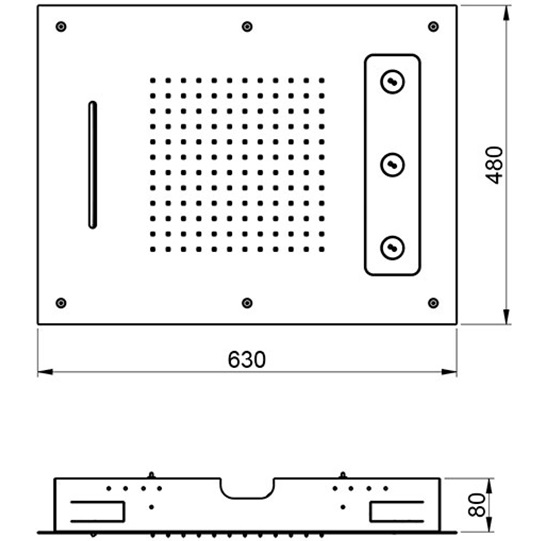Верхний душ встраиваемый Almar Temptation E044189.MS 63х48 (нержавеющая сталь)