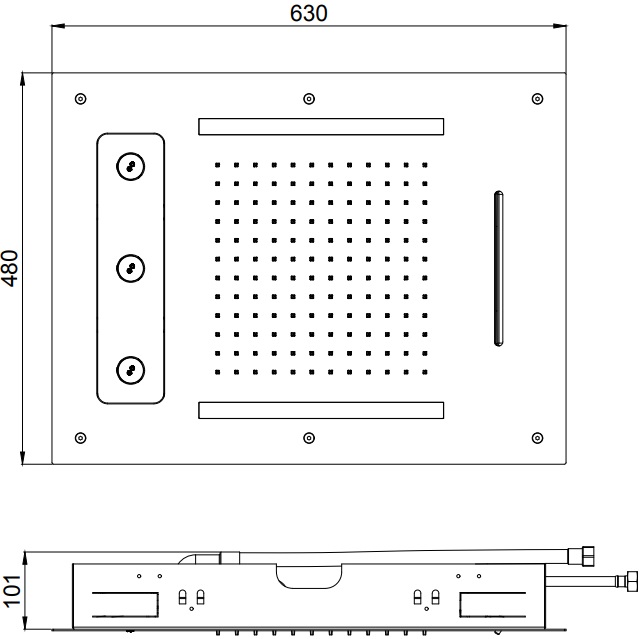 Верхний душ встраиваемый Almar Temptation E044190.MS 63х48 (нержавеющая сталь)