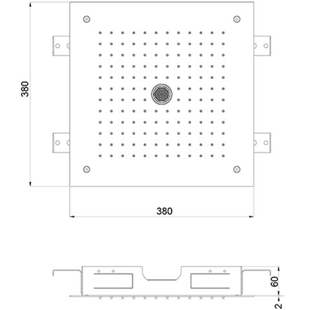 Верхний душ встраиваемый Almar Temptation E044258.MS 38х38 (нержавеющая сталь)