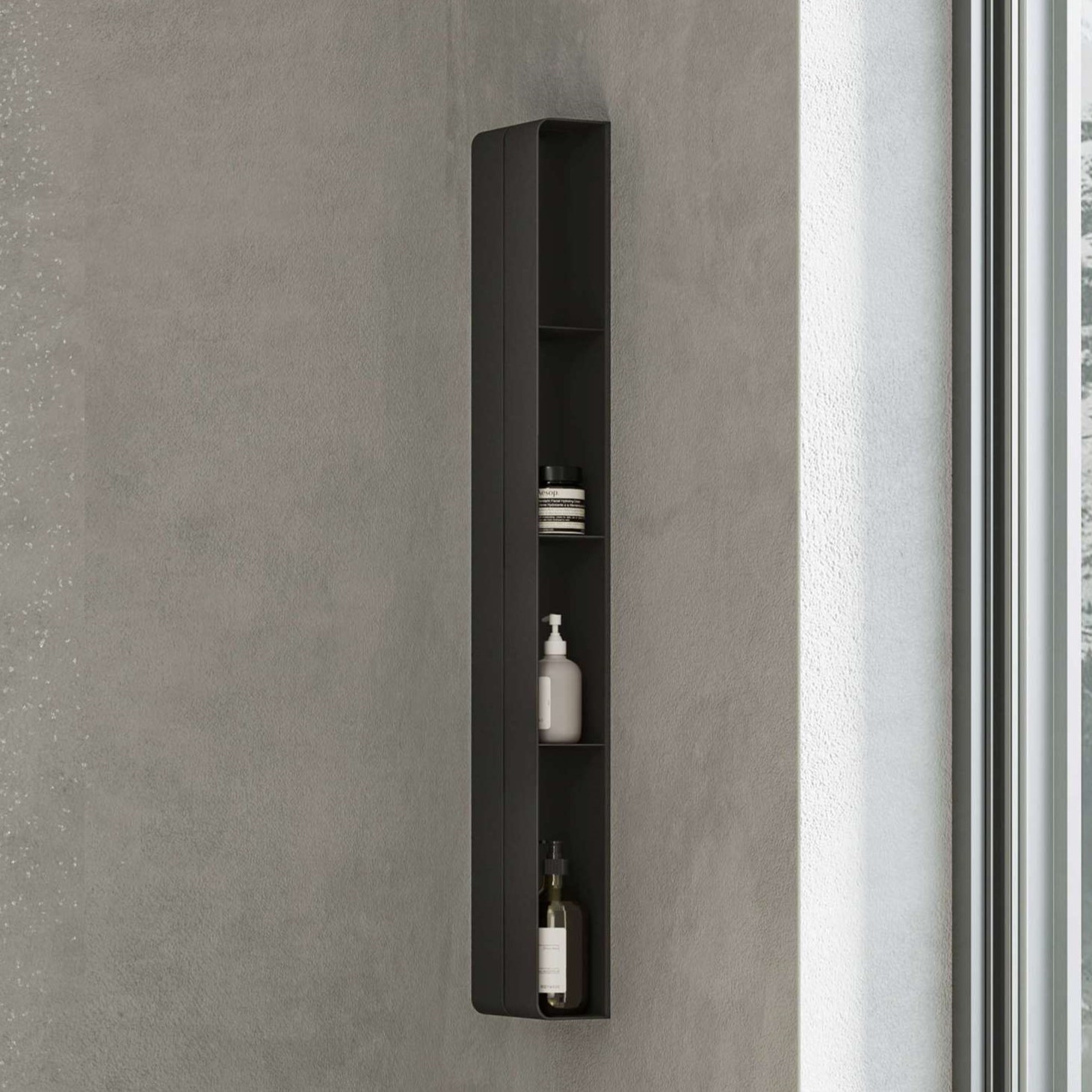 Вертикальная полка Tezza Invis Flex 100 см (черный), ширина 15 см