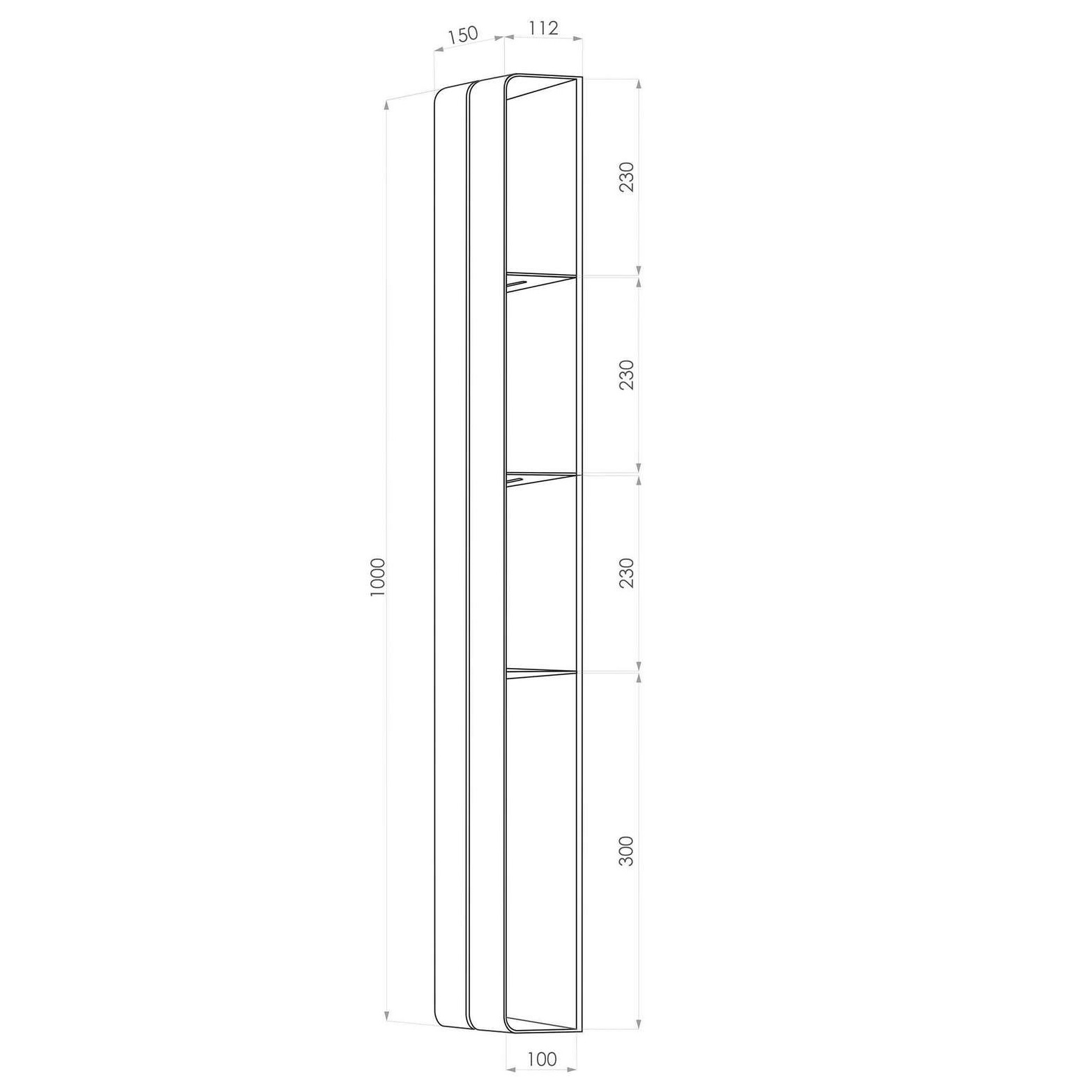 Вертикальная полка Tezza Invis Flex 100 см (серый), ширина 20 см