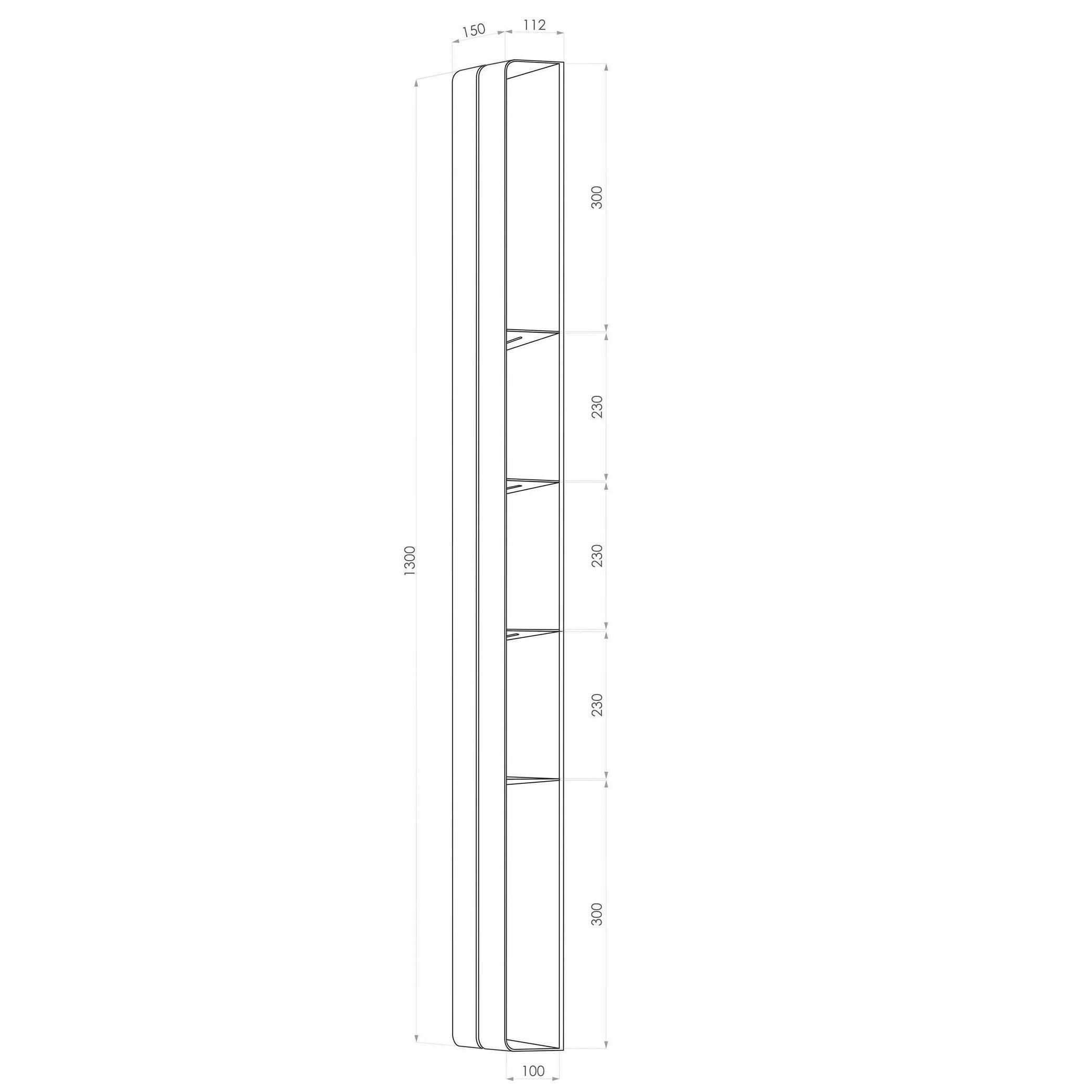 Вертикальная полка Tezza Invis Flex 130 см (белый), ширина 15 см