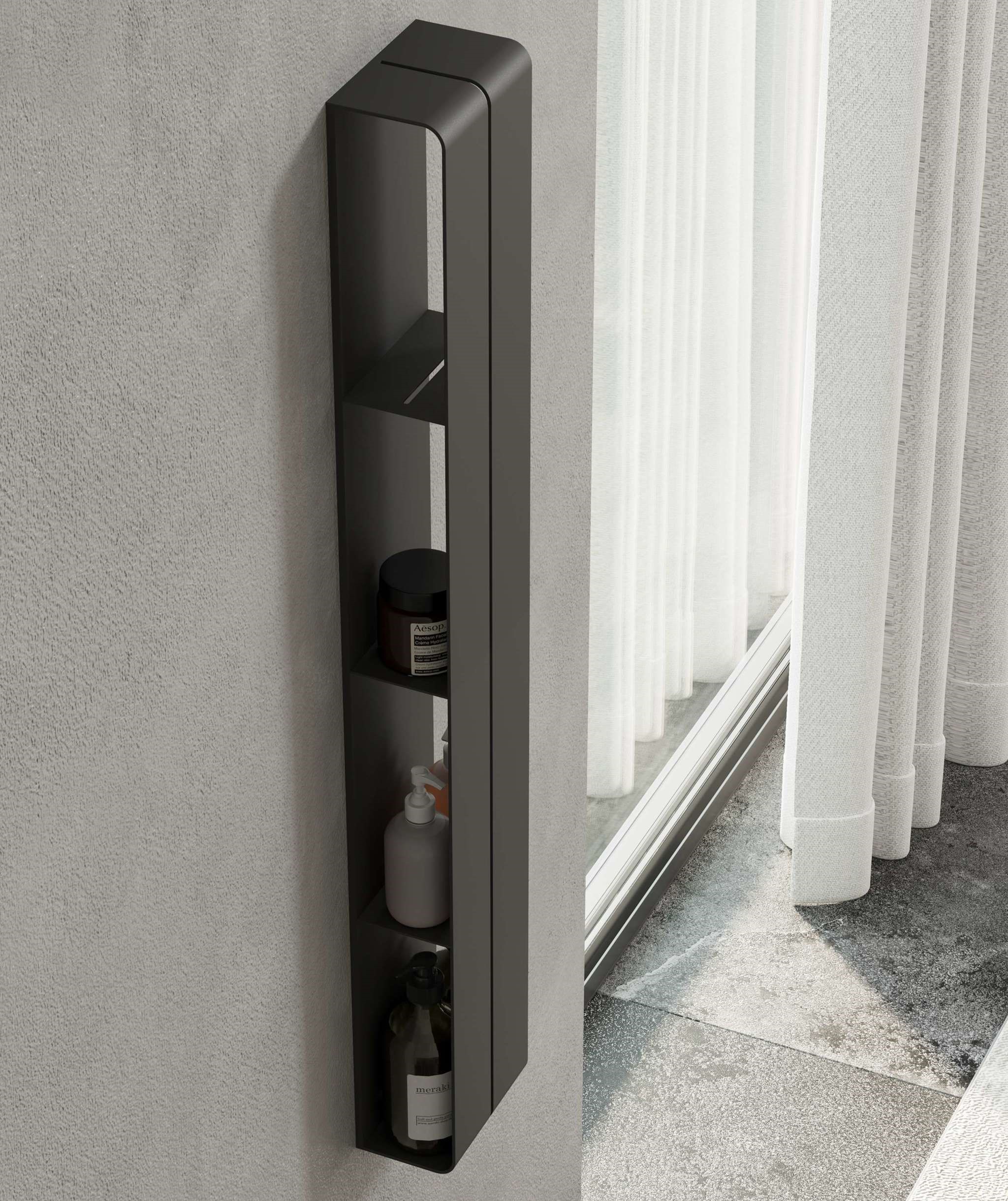 Вертикальная полка Tezza Invis Flex 130 см (черный), ширина 20 см