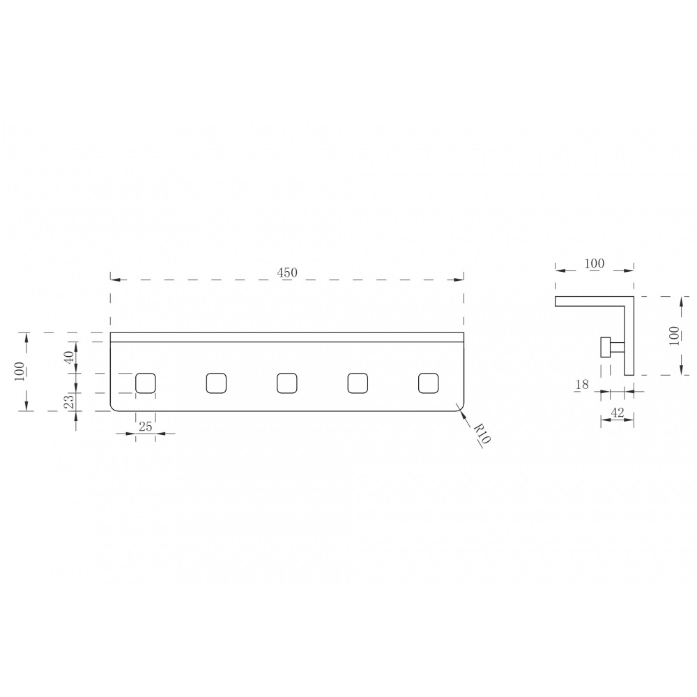 Вешалка с полкой   для ванны Abber Stein AAS1651MB 45x10x10 (черный матовый)