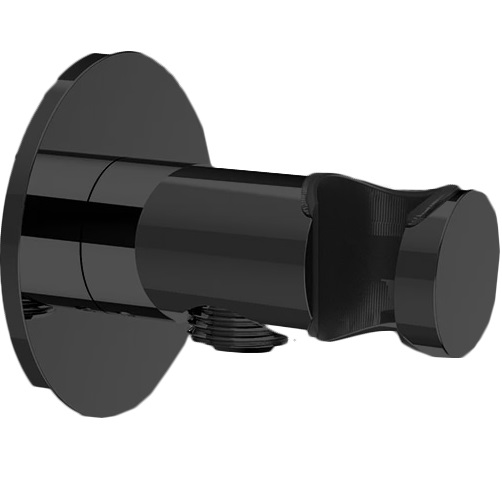 Вывод из стены с держателем для душевой лейки Almar E095037.AB (черный металл брашированный)