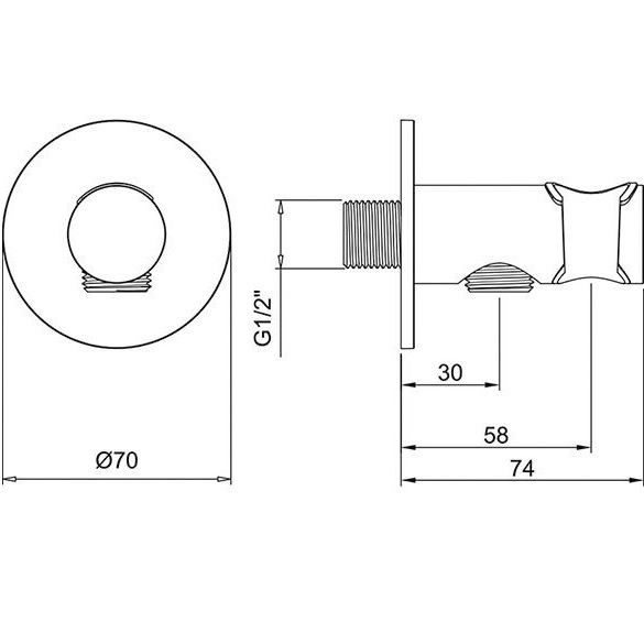 Вывод из стены с держателем для душевой лейки Almar E095037.AB (черный металл брашированный)