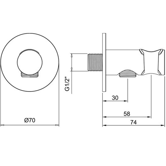 Вывод из стены с держателем для душевой лейки Almar E095037.CO (медь брашированная)