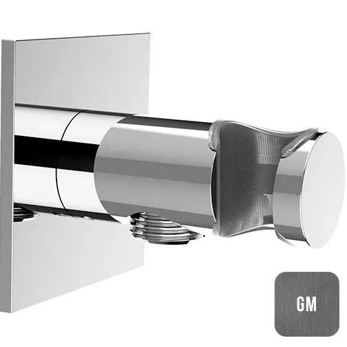 Вывод из стены с держателем для душевой лейки Almar E095039.GM (оружейный металл брашированный PVD)