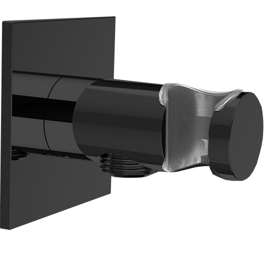 Вывод из стены с держателем для душевой лейки Almar E095039.MB (черный матовый)
