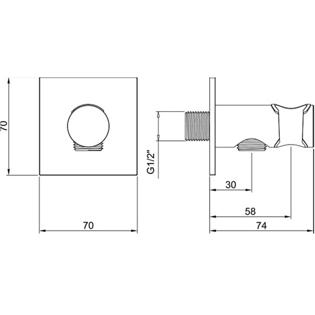 Вывод из стены с держателем для душевой лейки Almar E095039.CR (хром)
