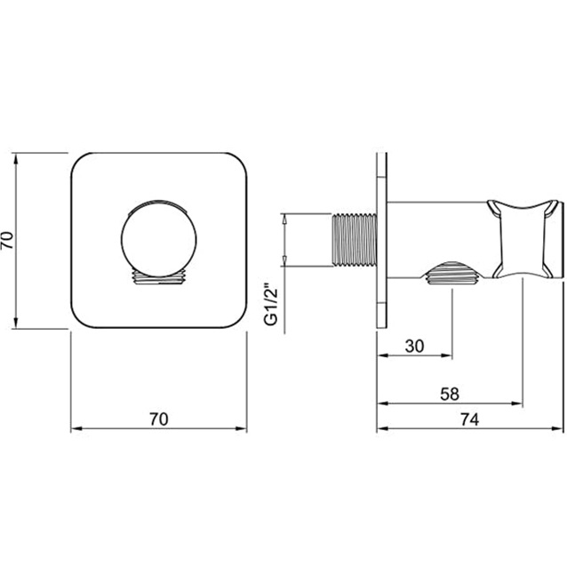 Вывод из стены с держателем для душевой лейки Almar E095041.GO (золотой)