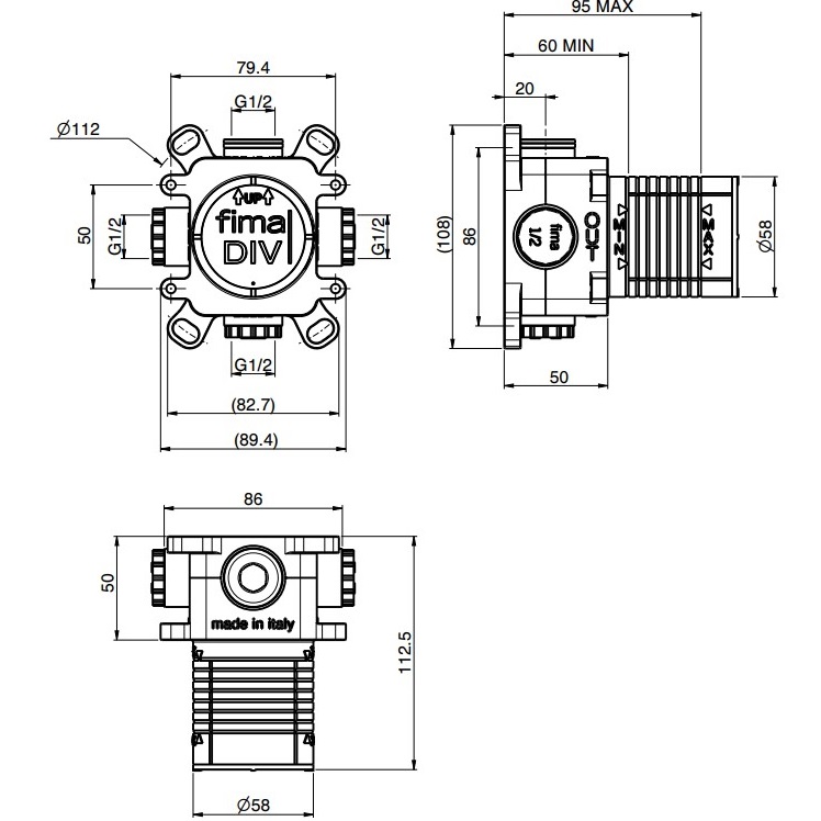 Внутренняя часть для дивертора с двумя выходами Fima Carlo Frattini F3040