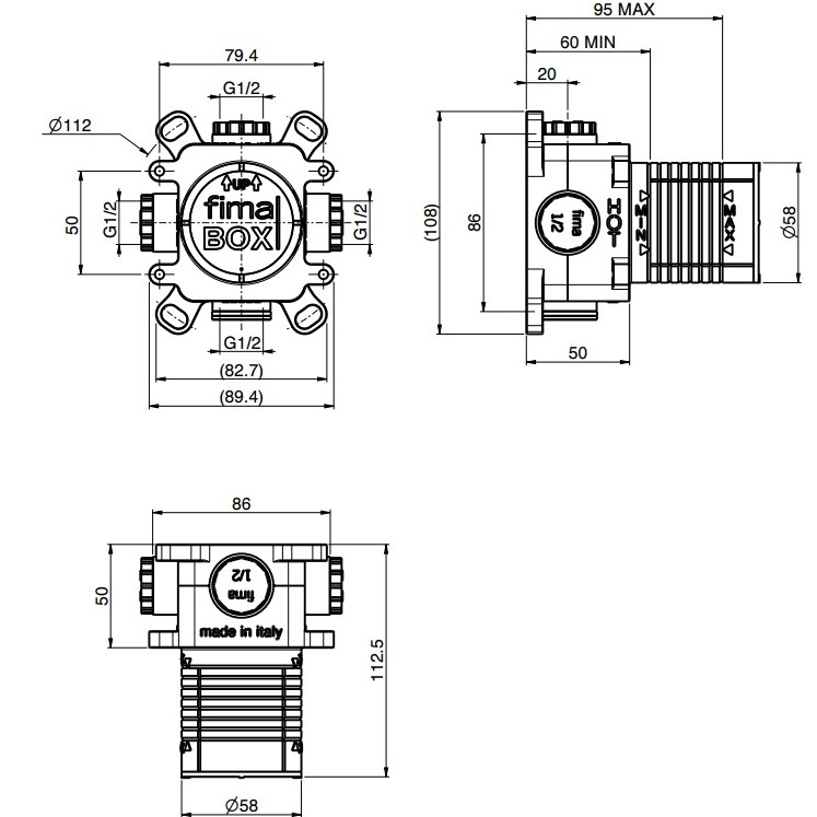 Внутренняя часть для душевого смесителя Fima Carlo Frattini F3050