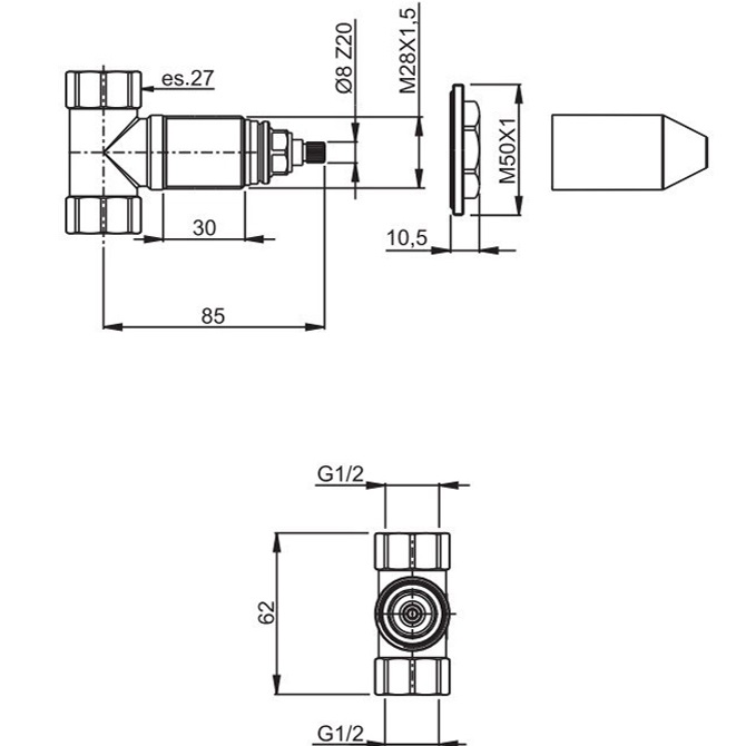 Внутренняя часть встраиваемого запорного вентиля Fima Carlo Frattini F2220