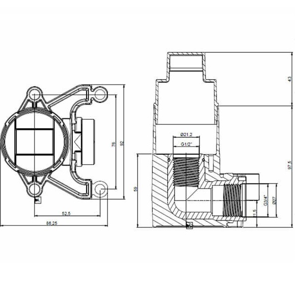 Встраиваемая часть для вывода ручного душа Almar E134008