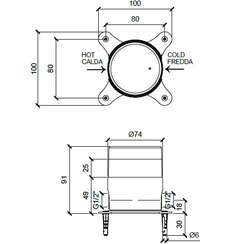 Встраиваемая часть напольного смесителя для раковины Almar Mixers E134011