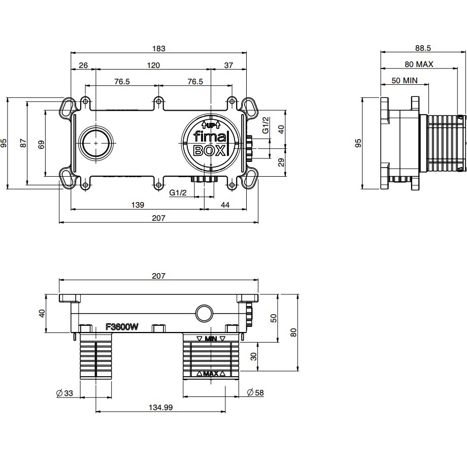 Встраиваемая часть настенного однорычажного смесителя для раковины Fima Carlo Frattini F3600