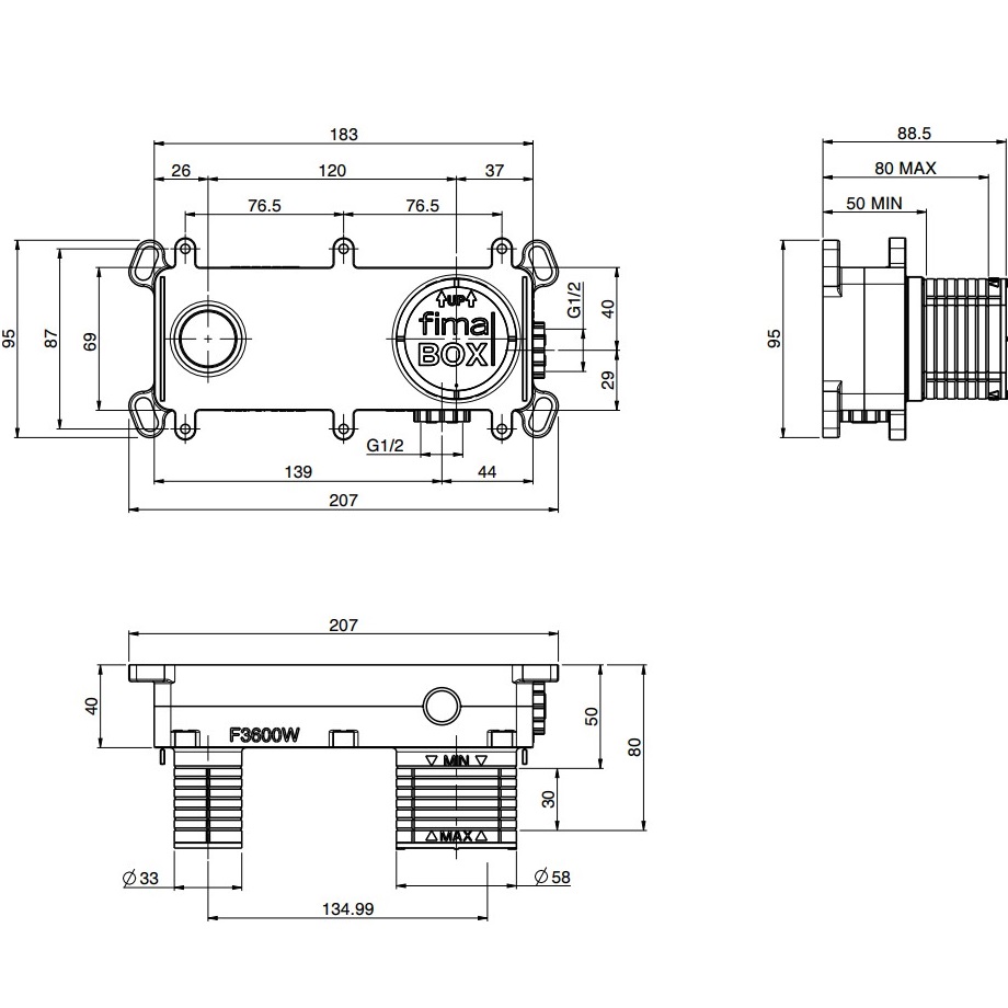 Встраиваемая часть настенного однорычажного смесителя для раковины Fima Carlo Frattini F3600W