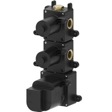 Встраиваемая часть термостатического смесителя на 2 выхода Almar High Flow E176002 (черный матовый)