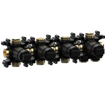 Встраиваемая часть термостатического смесителя на 3 потребителя Almar Modula E176909 (черный матовый)