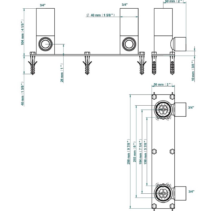 Встраиваемая часть напольного смесителя для ванны THG General items G00-A00-13800A