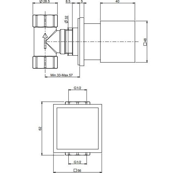 Запорный вентиль Fima Carlo Frattini Fit F3523/1CR (хром), внутренняя часть (F2220) в комплекте
