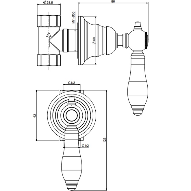 Запорный вентиль Fima Carlo Frattini Herend F5413/1CBOR (золотой)
