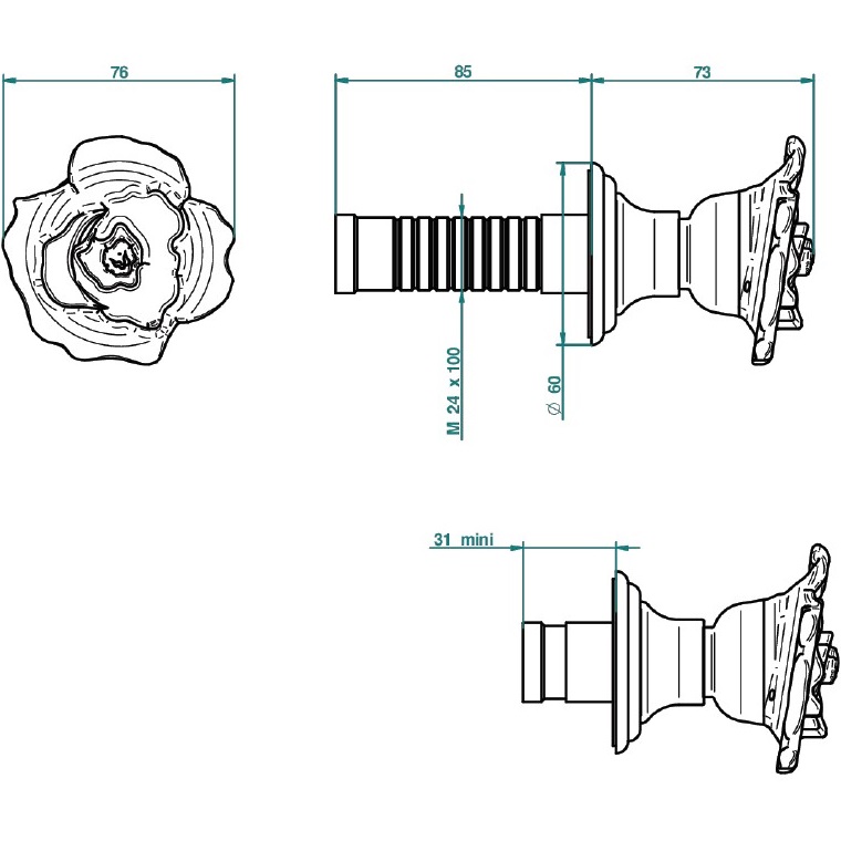 Запорный вентиль THG Rose U5J-F01-30B (золотой)