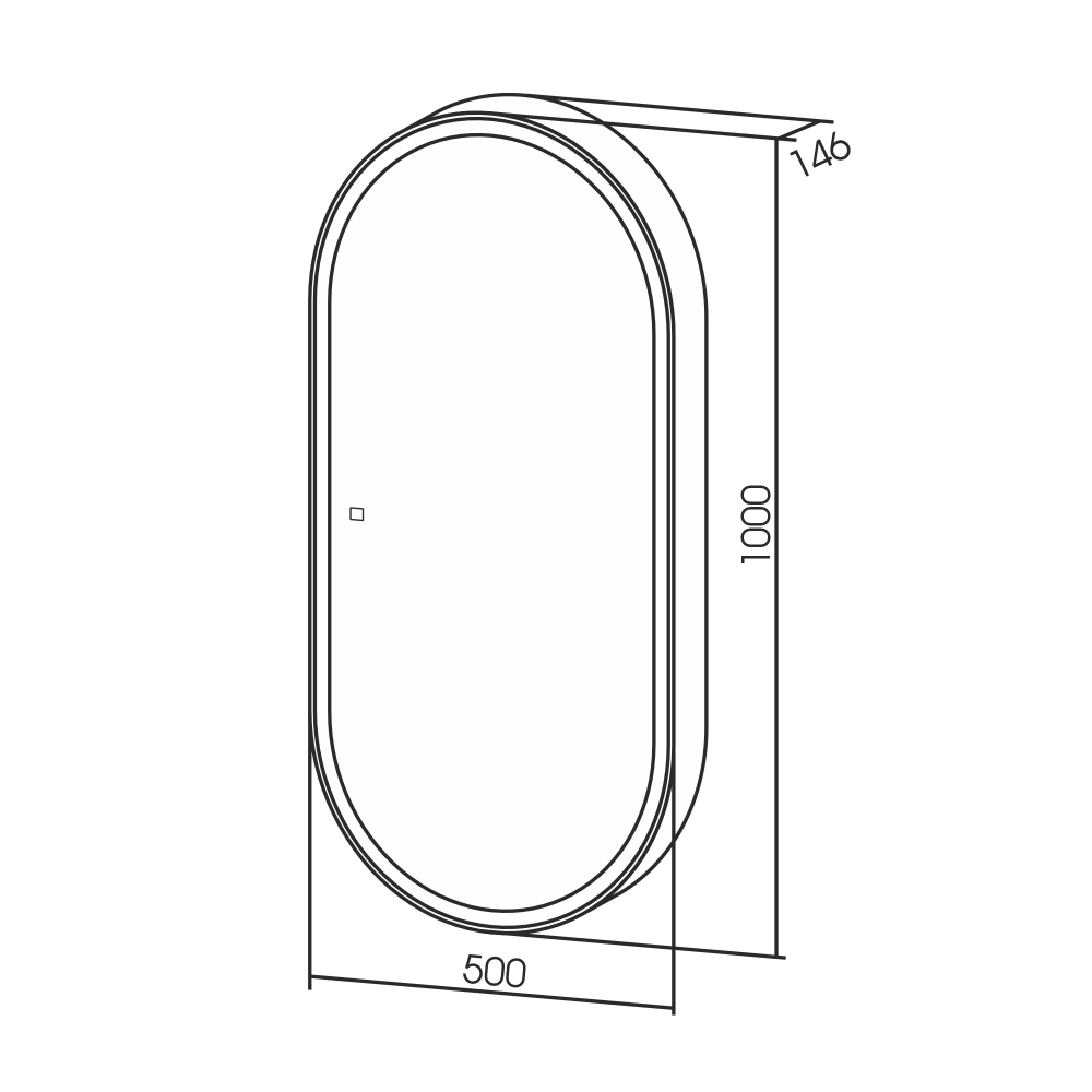 Зеркальный шкаф Abber Kontur AG6339S 50х100, с подсветкой, сенсорный выключатель, диммер